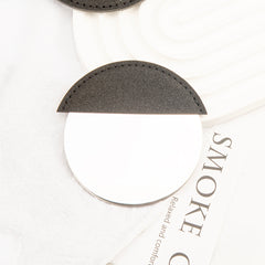 Eco-Friendly PU Leather Case Packaging, Customized Personalized Patterns, Stainless Steel One-Way Mirror, 80*80mm Round Cosmetic Mirror, Both Taste and Environmental Protection πΏπ