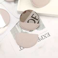Eco-Friendly PU Leather Case Packaging, Customized Personalized Patterns, Stainless Steel One-Way Mirror, 80*80mm Round Cosmetic Mirror, Both Taste and Environmental Protection πΏπ