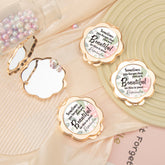 ✨ Personalized Customization, Unique Glue Flower Style, Gorgeous Metal Frame, Shiny Gold Plating. The Unique 65*65mm Flower Shape Makes You Feel A Little Happiness Every Time You Look In Front Of The Makeup Mirror