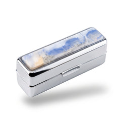Portable Rectangle Lipstick Case with Mirror, Acetate/Acrylic Decorative Panel, Metal Case with Velvet Lining, Travel Lipstick Holder for Women, Purse, Makeup Bag & Daily Touch-Ups