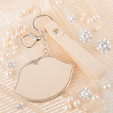 Lip-Shaped Compact Mirror Keychain - Cute Kiss Lips Double-Sided Folding Travel Mirror with Plastic Frame - Pocket Purse Charm Vanity Mirror with Wrist Lanyard for Women, Girls & Students 💋✨