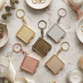 Mini Square Compact Mirror Keychain, Double-Sided Pocket Makeup Mirror with Electroplated Metal Frame, Portable Travel Mirror for Women & Girls