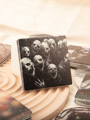 Gothic Skull Printed PU Leather Compact Mirror - Square Metal Frame Double Sided Folding Pocket Vanity Mirror with HD Glass for Purse, Travel, Halloween Party Favors & Goth Gifts ๐๐ช๐ท๏ธโจ