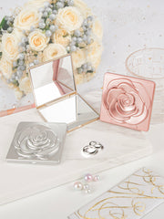 Square Painted Plastic Compact Mirror, Tri-Color Folding Pocket Vanity Mirror with HD Glass, Available in 3 Colors