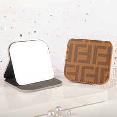 Portable Square Makeup Mirror, Ultra-Clear Stainless Steel Travel Mirror with Premium PU Leather Case, Slim & Lightweight Eco-Friendly Pocket Mirror for Women & Girls, Perfect for Handbag, Office, and Daily Touch-ups (75x80mm) 💄✨