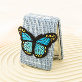 3D butterfly rectangle tweed compact mirror with dual-sided HD glass