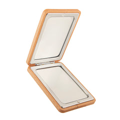 Rectangular Bamboo Compact Mirror, 90×65mm Portable Folding Makeup Mirror, 95% High Clarity Eco-Friendly Wooden Pocket Mirror for Women, Travel, Office, Daily Use & Gift (74g