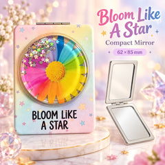 Bloom Like A Star rainbow flower liquid glitter quicksand rectangular compact mirror lifestyle