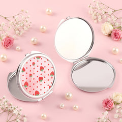 1 PC Round Silver Frame Makeup Mirror Pink Resin Decor Folding Double-Sided Design Perfect For Precision Makeup Ideal Gift For Mother Daughter Sister Girlfriend Suitable For Home Office Travel And More