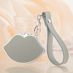 Lip-Shaped Compact Mirror Keychain - Cute Kiss Lips Double-Sided Folding Travel Mirror with Plastic Frame - Pocket Purse Charm Vanity Mirror with Wrist Lanyard for Women, Girls & Students 💋✨