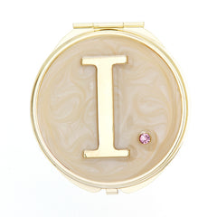 Personalized Epoxy Rhinestone Compact Mirror, Double-Sided HD Makeup Mirror with Custom Letter Design, Portable Pocket Mirror for Women & Girls, Cute Travel Mirror with Stickers