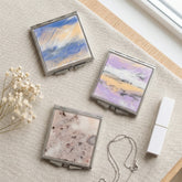 Square Compact Makeup Mirror, Double-Sided Folding Pocket Mirror with Metal Frame & Eco-Friendly Acrylic Panel, 95% High-Definition Glass Mirror for Women, Travel, Purse, Office & Daily Touch-Ups