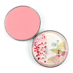 Round Quicksand Compact Mirror Floating Heart Sequins Folding Pocket Mirror Silver Plated Dual Sided Makeup Vanity Cute Bird Print Mirror
