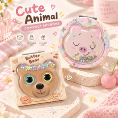 Cute animal liquid glitter quicksand compact mirror collection