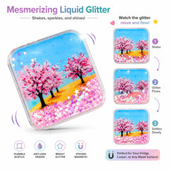 Liquid glitter shaker fridge magnet moving glitter effect