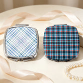 Plaid Double-Sided Compact Mirror, Portable Pocket Makeup Mirror with 1X/2X Glass Mirror, Stylish Checkered Design for Women, Travel, Purse & Daily Touch-Ups