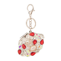 Bling Lip-Shaped Compact Mirror with Rhinestones, Double-Sided Folding Makeup Mirror, Portable Keychain Mirror for Purse Travel, Gift for Women Girls