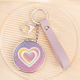 Round Compact Mirror with Keychain & Wristlet - Epoxy Resin Glossy Surface, Double-Sided Folding Travel Mirror - Portable 60mm Pocket Mirror for Women & Girls, Perfect for Purses, School Bags & Daily Touch-ups 💖✨