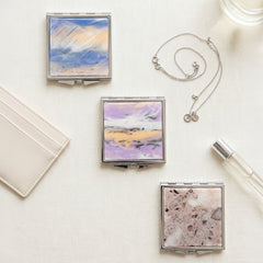 Square Compact Makeup Mirror, Double-Sided Folding Pocket Mirror with Metal Frame & Eco-Friendly Acrylic Panel, 95% High-Definition Glass Mirror for Women, Travel, Purse, Office & Daily Touch-Ups