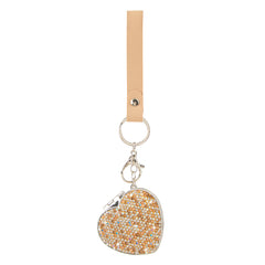 Rhinestone Heart Compact Mirror Keychain, Double-Sided Makeup Mirror for Women & Girls, Portable Travel Purse Mirror with Wrist Strap, 95% High Definition Reflection, Cute Gift for Daily Use & Party (62×64mm, 47g)