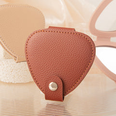 Triangle PU Leather Compact Mirror for Women & Girls, Double-Sided Folding Makeup Mirror with Snap Closure, Portable Travel Purse Mirror for Daily Touch-Ups, Eco-Friendly Pocket Cosmetic Mirror