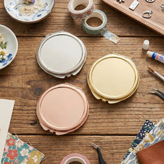 6cm Mini Round Blank Compact Mirror Setting Blanks - Multi-Color Electroplated HD Double-Sided Folding Pocket Metal Mirror Frame for DIY Crafts, Sublimation, Resin, Cabochon Jewelry Making