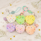 Heart-Shaped Plush Compact Mirror with Lanyard - Cute Colorful Sprinkles Faux Fur Folding Travel Mirror - Soft Fluffy Pocket Bag Charm Vanity Mirror for Women, Girls, Kids & Students 💖✨