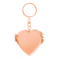 Mini Heart Shaped Compact Mirror with Keychain, Portable Double Sided Makeup Mirror, Electroplated Metal Pocket Mirror for Women, Girls, Travel and Daily Use