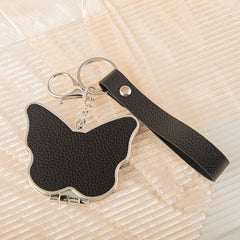 Butterfly Compact Mirror Keychain - Cute Shaped Double-Sided Folding Travel Mirror with Plastic Frame - Pocket Purse Charm Vanity Mirror with Wrist Lanyard for Women, Girls & Students 🦋✨