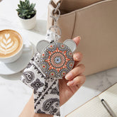 Bear Shape Keychain Compact Mirror with PU Leather Ribbon, Double-Sided HD Makeup Mirror with 95% Reflectivity, Portable Pocket Mirror for Women & Girls, Cute Travel Accessory with Stickers