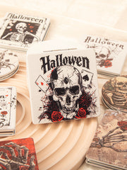 Gothic Skull Printed PU Leather Compact Mirror - Square Metal Frame Double Sided Folding Pocket Vanity Mirror with HD Glass for Purse, Travel, Halloween Party Favors & Goth Gifts ๐๐ช๐ท๏ธโจ