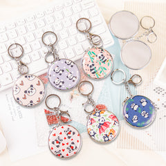 Cute Panda Keychain Compact Mirror Round Folding Pocket Mirror with Lobster Clasp Plastic Frame Dual Sided Makeup Mirror