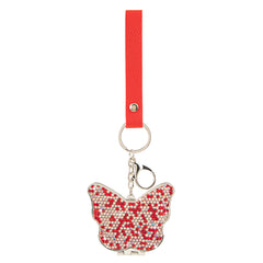 Butterfly Rhinestone Compact Mirror Keychain, Double Sided Pocket Makeup Mirror with Wrist Strap, Portable Travel Mirror for Women Girls, Purse & Gift Use