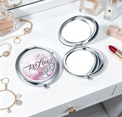 Quicksand Glitter Round Compact Mirror, 70mm Portable Folding Makeup Mirror with 95% High Reflectivity, Cute Pocket Mirror for Purse/Travel, Gift for Women & Girls