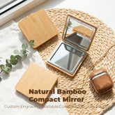 Eco-Friendly Bamboo Square Compact Mirror, 85*85mm Portable Pocket Mirror with 95% High Reflectivity, Mini Folding Makeup Mirror for Purse, Travel Vanity Mirror for Women, Available in Bamboo/Acacia/Beech/Walnut Wood