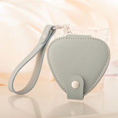 Bee Embellished Leather Compact Mirror Keychain, Double-Sided Folding Makeup Mirror with 95% High Reflectivity, Portable Pocket Mirror with Wrist Strap for Purse/Travel