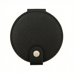PU Leather Round Compact Mirror with Snap Button Closure - Multi-Color Cute Double-Sided Folding Travel Mirror