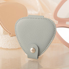 Triangle PU Leather Compact Mirror for Women & Girls, Double-Sided Folding Makeup Mirror with Snap Closure, Portable Travel Purse Mirror for Daily Touch-Ups, Eco-Friendly Pocket Cosmetic Mirror