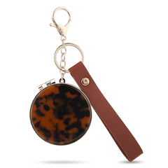 Round Compact Mirror with Keychain & Wrist Strap, Double-Sided Folding Makeup Mirror, Eco-Friendly Acrylic Pattern Design, 95% High-Definition Reflection Glass Mirror, Portable Purse Mirror for Women, Travel, Work & Daily Touch-Ups