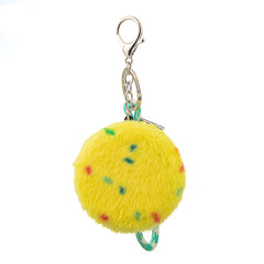 Round Plush Compact Mirror with Lanyard - Cute Colorful Sprinkles Faux Fur Folding Travel Mirror