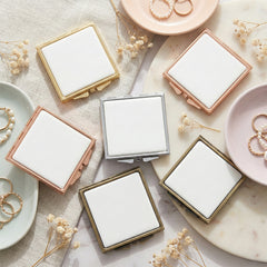 Square Sublimation Compact Mirror Blanks Bulk - Classic Metal Folding Double-Sided Pocket Mirror with Aluminum Inserts for DIY Heat Transfer Printing🪞🔥