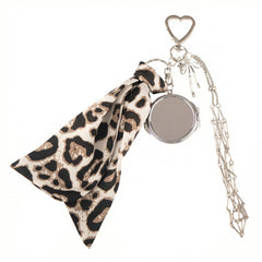 Mini Crossbody Lipstick Bag Keychain with Mirror & Ribbon – Portable Dual-Sided Vanity Mirror – Tiny Chain Pouch for Lipstick