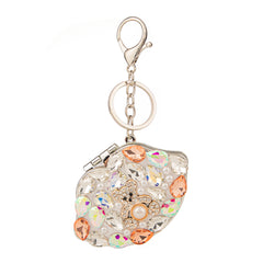 Bling Lip-Shaped Compact Mirror with Rhinestones, Double-Sided Folding Makeup Mirror, Portable Keychain Mirror for Purse Travel, Gift for Women Girls