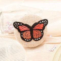 3D Embroidered Butterfly Compact Mirror Round Tweed Fabric Folding Pocket Mirror Portable Metal Makeup Vanity Mirror