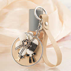 Camellia Flower Compact Mirror Keychain, Stylish Double-Sided Folding Makeup Mirror with 95% High Reflectivity, Portable Pocket Mirror with Wrist Strap for Purse/Travel, Gift for Women & Fashion Lovers