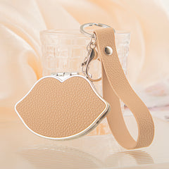 Lip-Shaped Compact Mirror Keychain - Cute Kiss Lips Double-Sided Folding Travel Mirror with Plastic Frame - Pocket Purse Charm Vanity Mirror with Wrist Lanyard for Women, Girls & Students 💋✨
