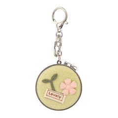 Fabric Round Compact Mirror with Lanyard - Cute 3D Flower & "Lovely" Patch Double-Sided Folding Travel Mirror - Soft Pocket Bag Charm Vanity Mirror for Women, Girls & Students 🌸✨