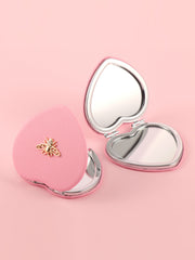 Vintage honeybee PU leather compact mirror with gold-tone bee emblem and double-sided glass