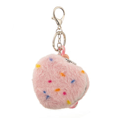Heart-Shaped Plush Compact Mirror with Lanyard - Cute Colorful Sprinkles Faux Fur Folding Travel Mirror