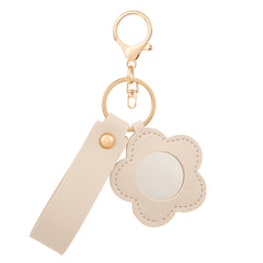 Small Flower-Shaped PU Leather Compact Mirror Keychain - Multi-Color Cute HD Swivel Folding Double-Sided Travel Mirror